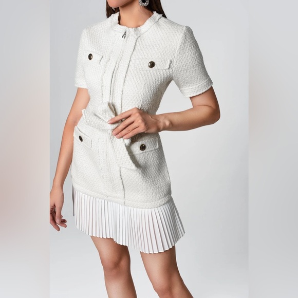 #040 Sandro Paris Fannie Tweed Coat Mini Dress - Picture 2 of 2